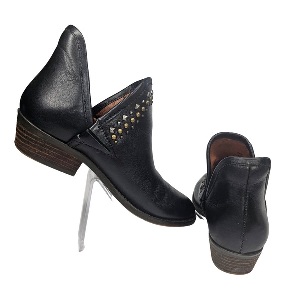 LUCKY BRAND Kendy Bootie Black Leather Studded Boots size 7 - Picture 1 of 9